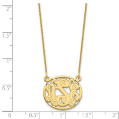 14k Yellow Gold Etched Oval Monogram Necklace