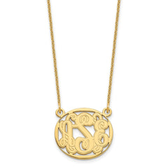 14k Yellow Gold Etched Oval Monogram Necklace