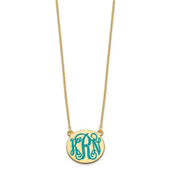 Sterling Silver/Gold-plated Small Round Epoxy Monogram Necklace