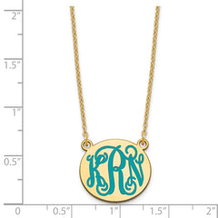 Sterling Silver/Gold-plated Small Round Epoxy Monogram Necklace