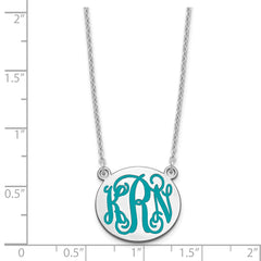 SS/Rhodium-plated Small Round Epoxy Monogram Necklace
