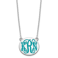 SS/Rhodium-plated Small Round Epoxy Monogram Necklace