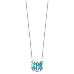 14k White Gold Small Round Epoxy Monogram Necklace