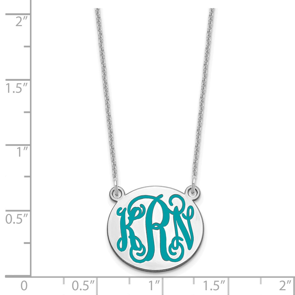 10k White Gold Small Round Epoxy Monogram Necklace