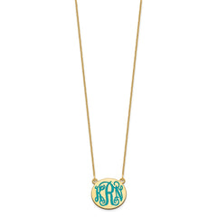 14k Yellow Gold Small Round Epoxy Monogram Necklace