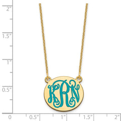 14k Yellow Gold Small Round Epoxy Monogram Necklace