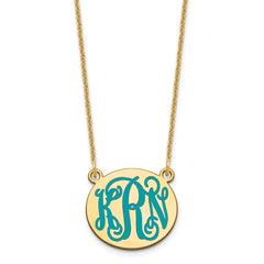 14k Yellow Gold Small Round Epoxy Monogram Necklace
