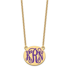 SS/Gold-plated Medium Round Epoxy Monogram Necklace