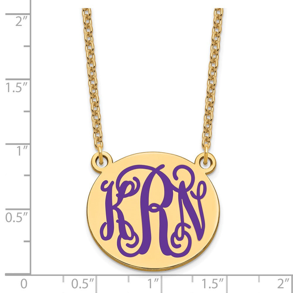 SS/Gold-plated Medium Round Epoxy Monogram Necklace