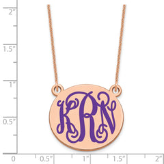 14k Rose Gold Medium Round Epoxy Monogram Necklace