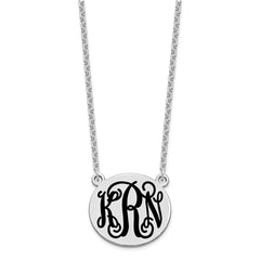 SS/Rhodium-plated Medium Round Epoxy Monogram Necklace