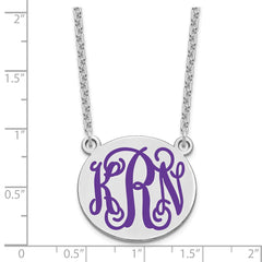 SS/Rhodium-plated Medium Round Epoxy Monogram Necklace