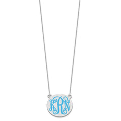 14k White Gold Medium Round Epoxy Monogram Necklace