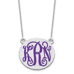 14k White Gold Medium Round Epoxy Monogram Necklace