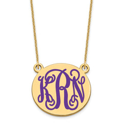 14k Yellow Gold Medium Round Epoxy Monogram Necklace