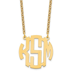 Sterling Silver/Gold-plated Small Round Monogram Necklace