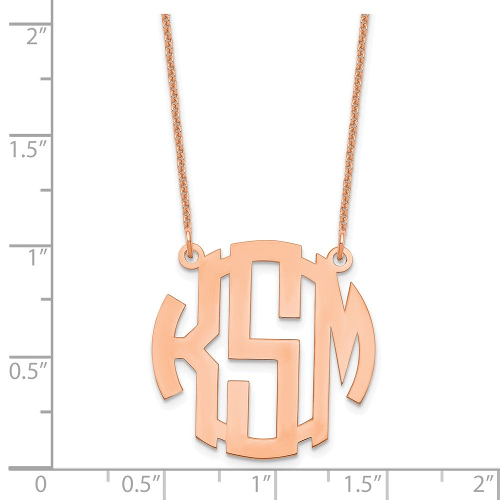 14k Rose Gold Small Round Monogram Necklace