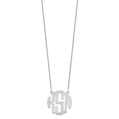 14k White Gold Small Round Monogram Necklace