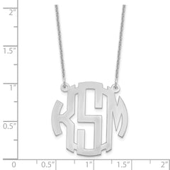 10k White Gold Small Round Monogram Necklace