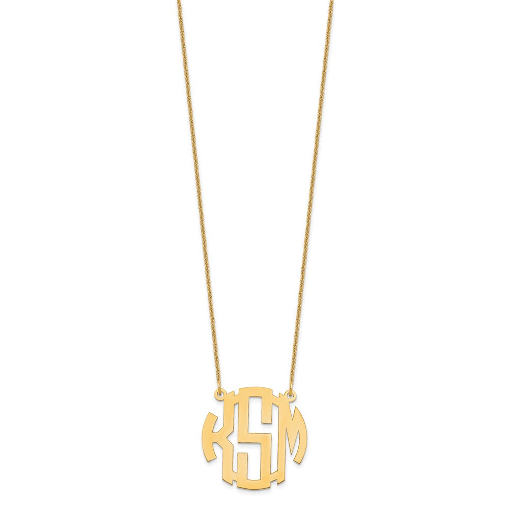 14k Yellow Gold Small Round Monogram Necklace