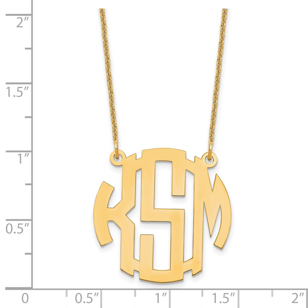 14k Yellow Gold Small Round Monogram Necklace