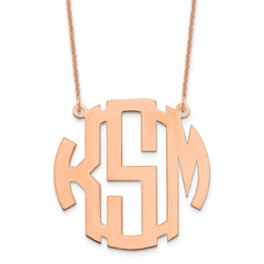 14k Rose gold Large Round Monogram Necklace - 2