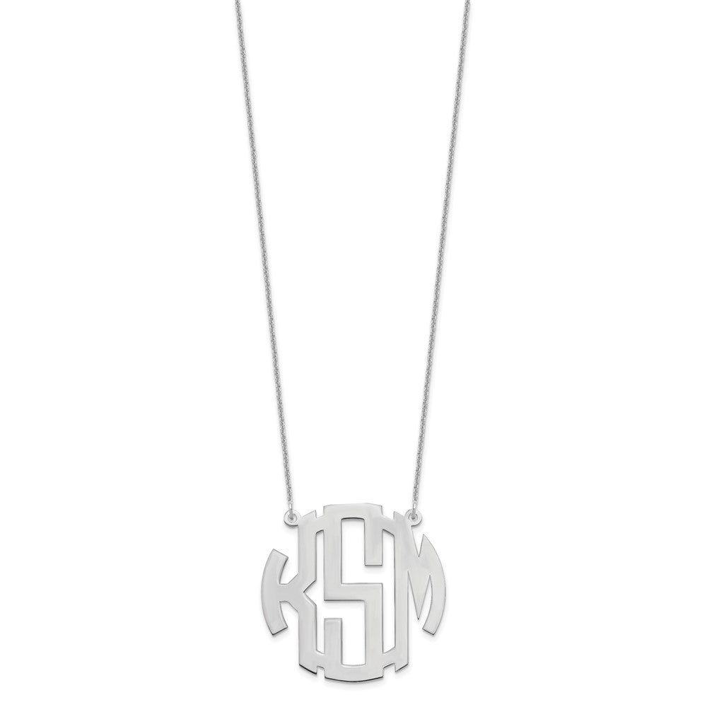 14k White Gold Round Monogram Necklace