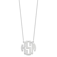 14k White Gold Round Monogram Necklace