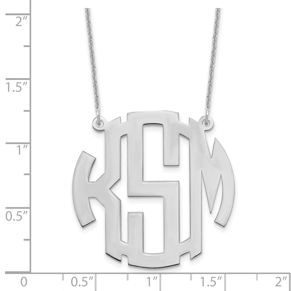 10k White Gold Large Round Monogram Necklace