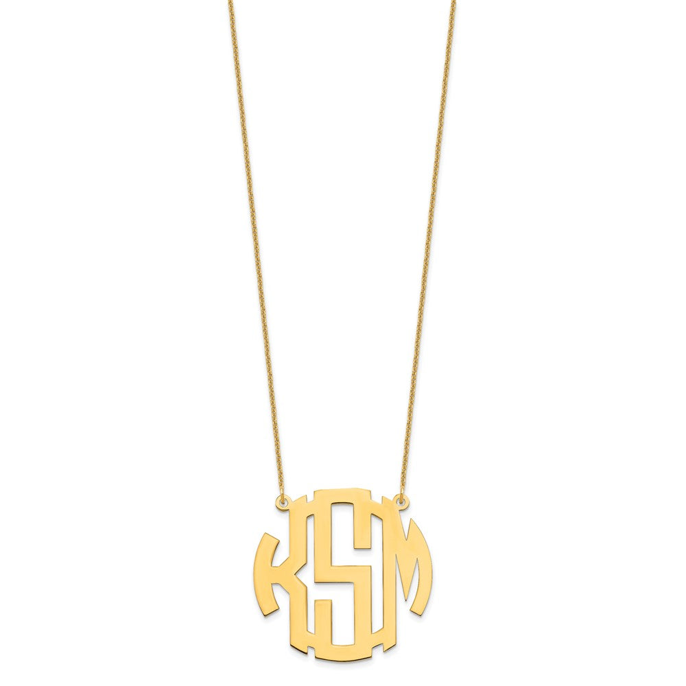 14k Yellow Gold Round Monogram Necklace