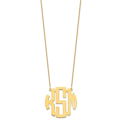 14k Yellow Gold Round Monogram Necklace