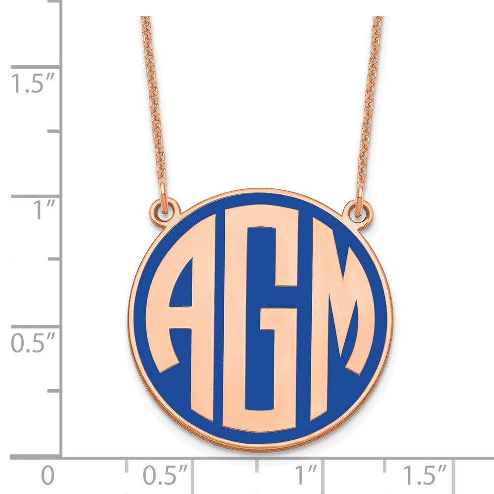 14K Rose Gold Enameled Block Letter Circle Monogram Necklace