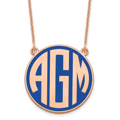 14K Rose Gold Enameled Block Letter Circle Monogram Necklace