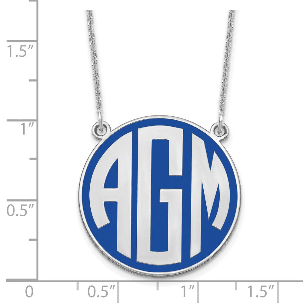 10KW Enameled Block Letter Circle Monogram Necklace