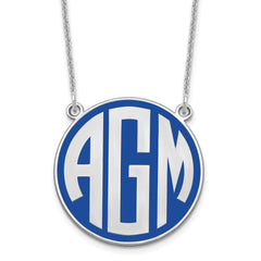 14KW Enameled Block Letter Circle Monogram Necklace