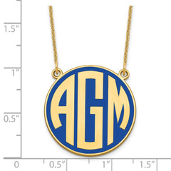 14KY Enameled Block Letter Circle Monogram Necklace