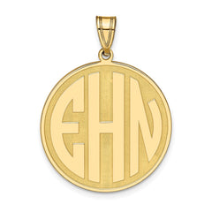 14k Yellow Gold Round Block Letter Monogram Pendant