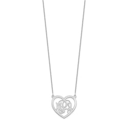 14k White Gold Monogram Heart Necklace