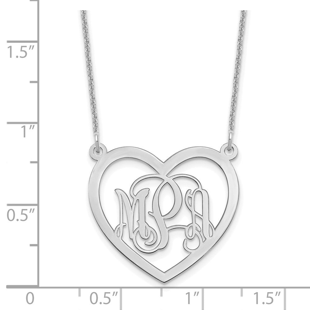 14k White Gold Monogram Heart Necklace