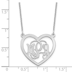 14k White Gold Monogram Heart Necklace