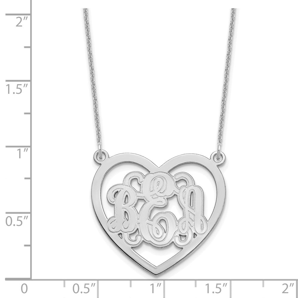 14KW Etched Heart Monogram Necklace