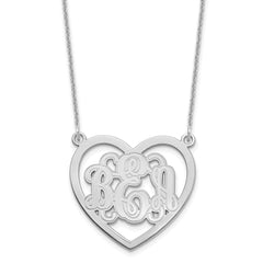 14KW Etched Heart Monogram Necklace