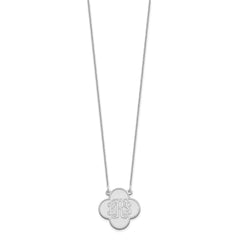 14k White Gold Clover Monogram Necklace