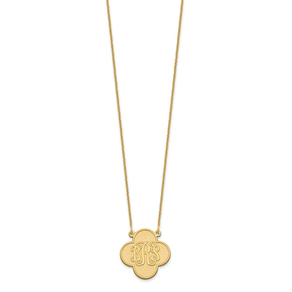 14k Yellow Gold Clover Monogram Necklace