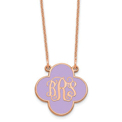 14k Rose Gold Clover Monogram w/Epoxy Necklace