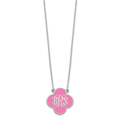 Sterling Silver/Rhodium-plated Clover Monogram w/Epoxy Necklace