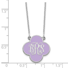 14k White Gold Clover Monogram w/Epoxy Necklace