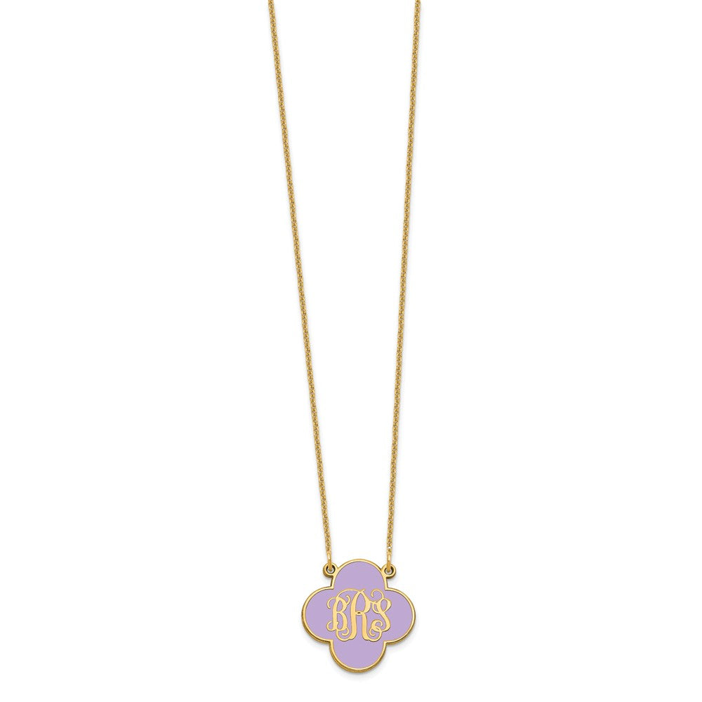 14k Yellow Gold Clover Monogram w/Epoxy Necklace