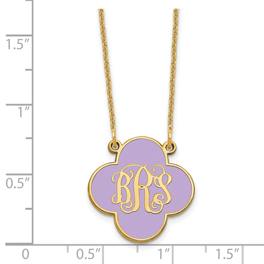 14k Yellow Gold Clover Monogram w/Epoxy Necklace