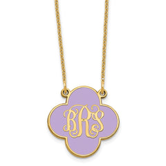 14k Yellow Gold Clover Monogram w/Epoxy Necklace